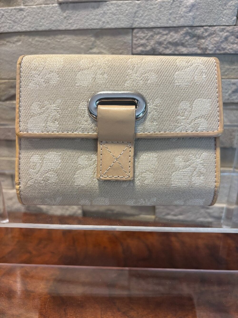 Vintage Patrick Cox Tokyo Tri-Fold Wallet Monogram Canvas Leather Compact